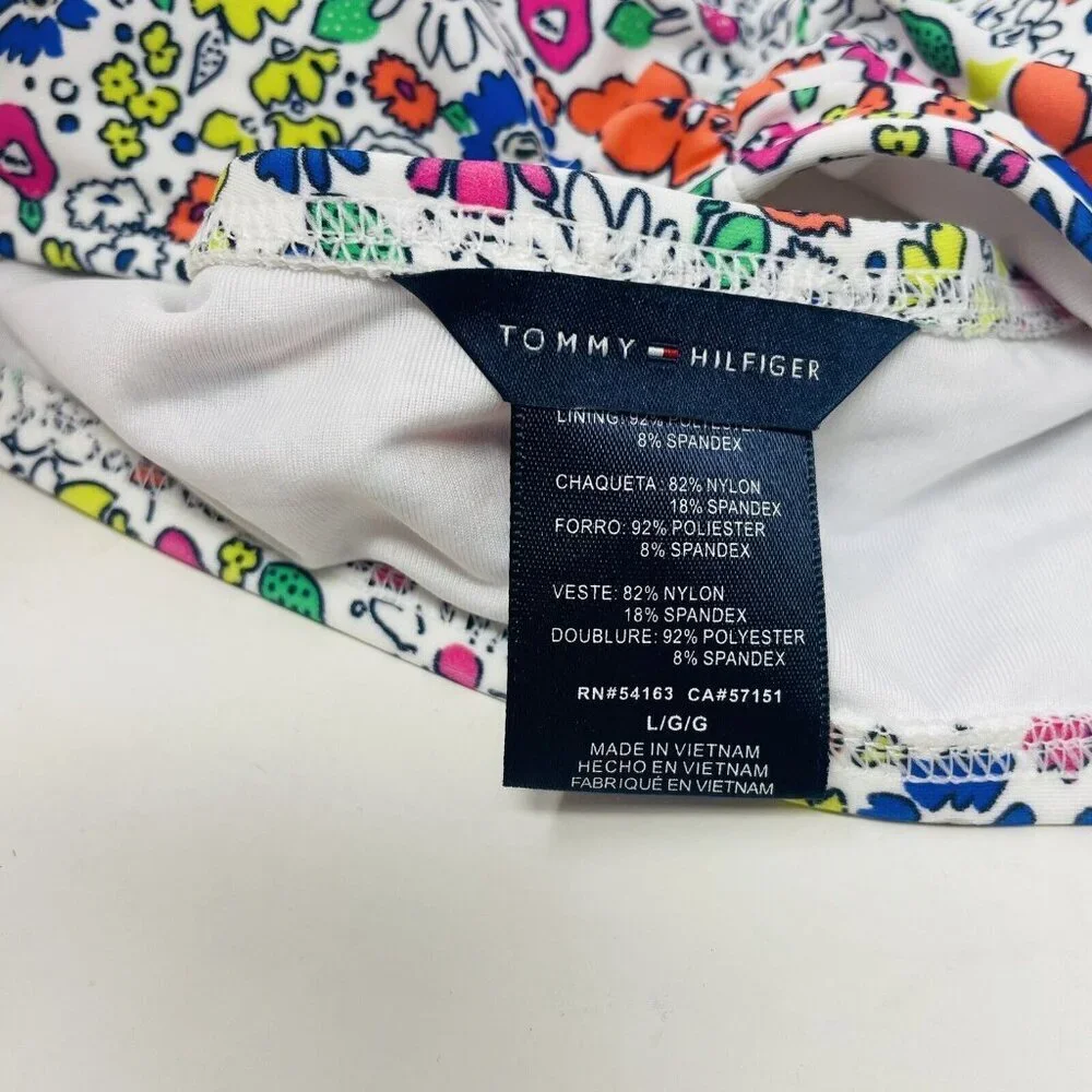 Tommy Hilfiger Womens Large Tie-Strap Floral Print Bralette‎ Bikini Top $78 1953